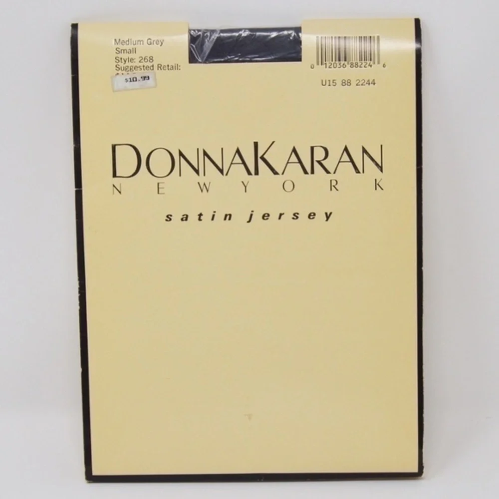 Vintage 90’s Donna Karan Satin Jersey Medium Gray Grey Hosiery Style 268‎ NEW